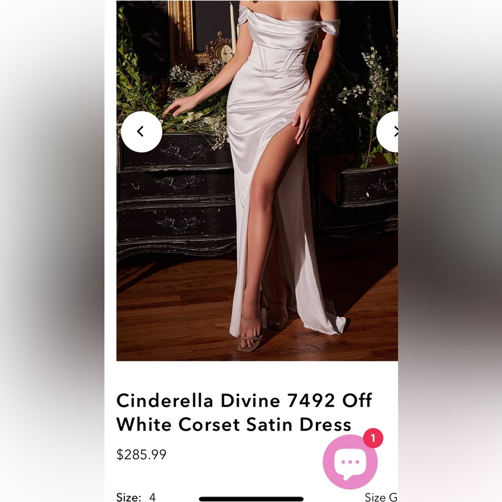 Cinderella Divine 7492 Off White Corset Satin Long Wedding / Prom Dress 4